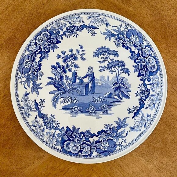 Spode Blue Room Girl at Well Plate Charger 11.5” Blue White Made in England - Picture 2 of 4